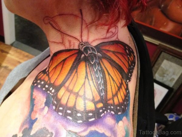 Butterfly Tattoo On Oint Shoulder