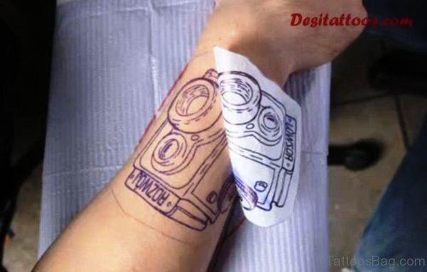Camera Tattoo Design On Wrist 