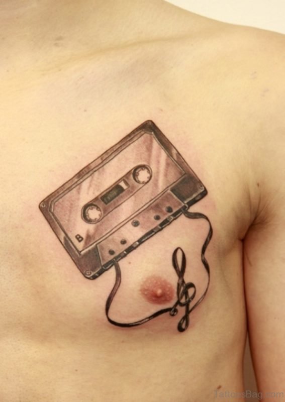 Cassette Tattoo On Chest
