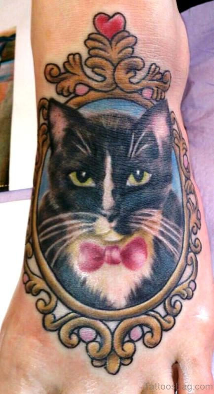Cat Tattoo On Foot Image