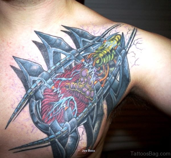 Celtic Armour Tattoo On Chest