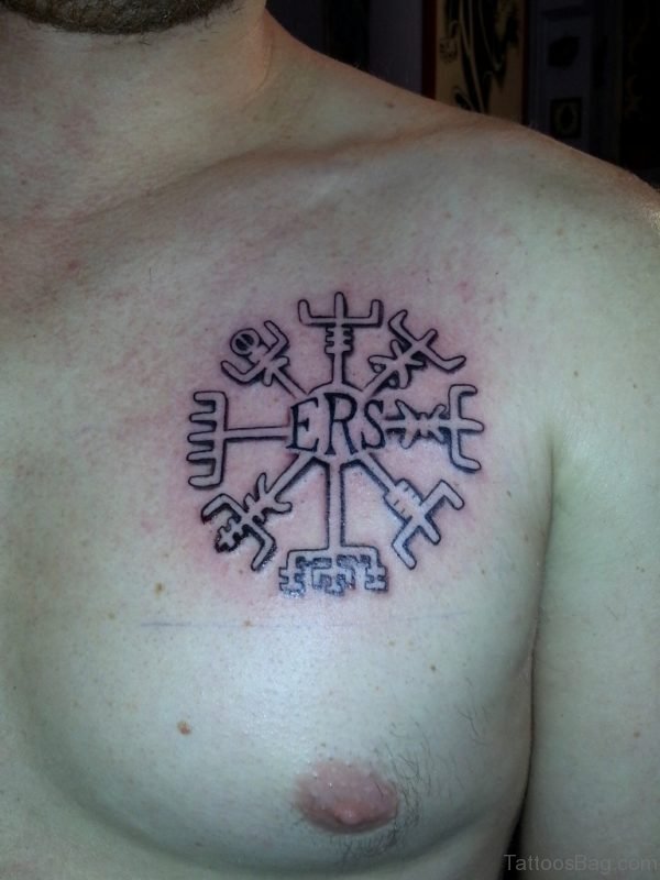 Celtic Compass Tattoo On Chest