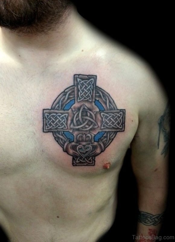 Celtic Cross Tattoo On chest