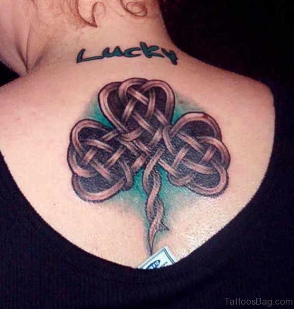 Celtic Shamrock Clover Tattoo On Neck