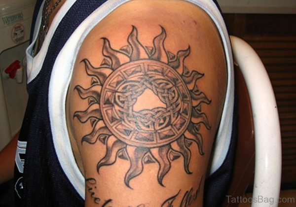 Celtic Sun Tattoo On Shoulder