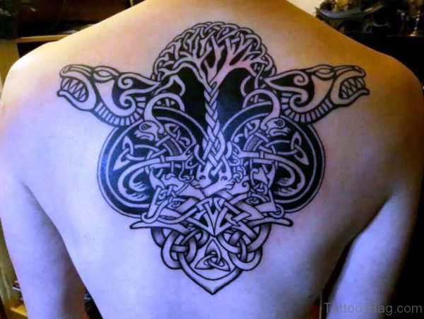Celtic Viking Tattoo On Upper Back