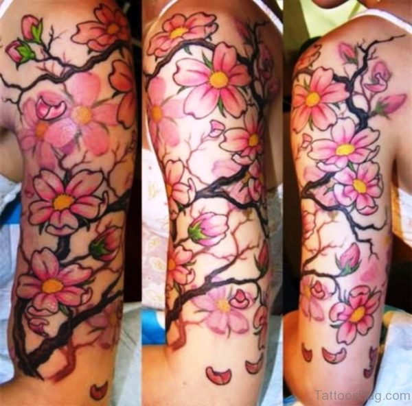 Cherry Blossom Flowers Tattoo Design 