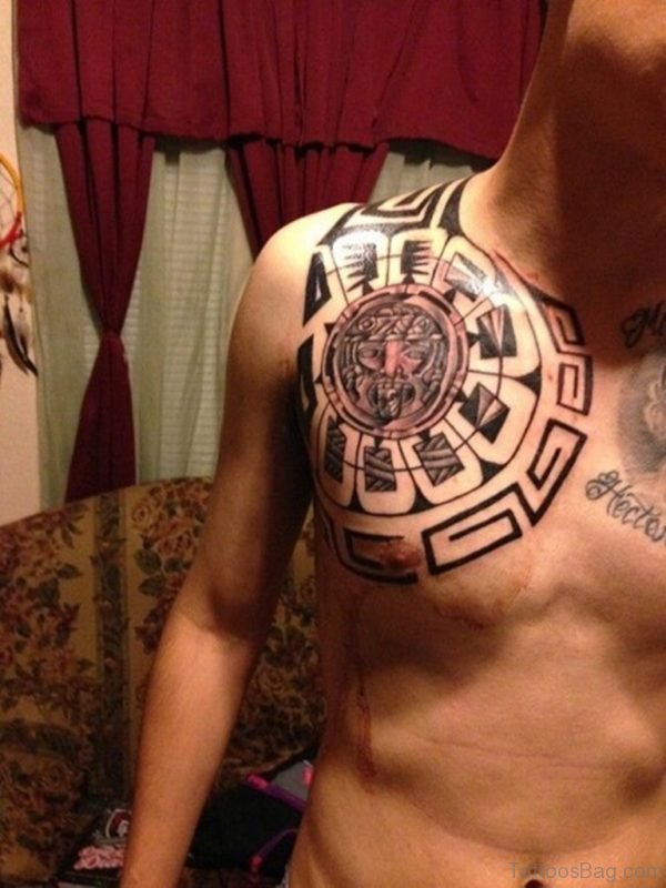 Chest Aztec Tribal Tattoo for Men