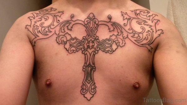 Chest Cross Tattoo For Men