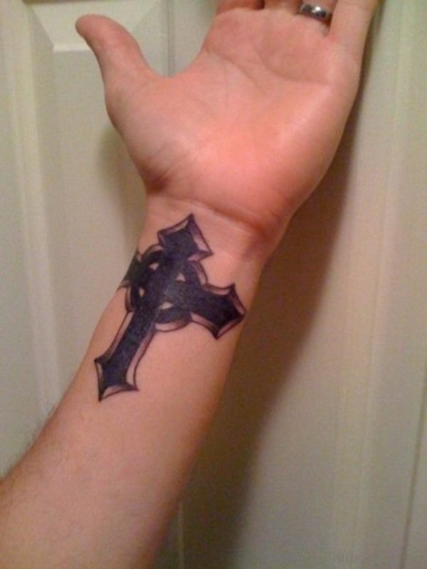 Christian Cross Tattoo On Wrist