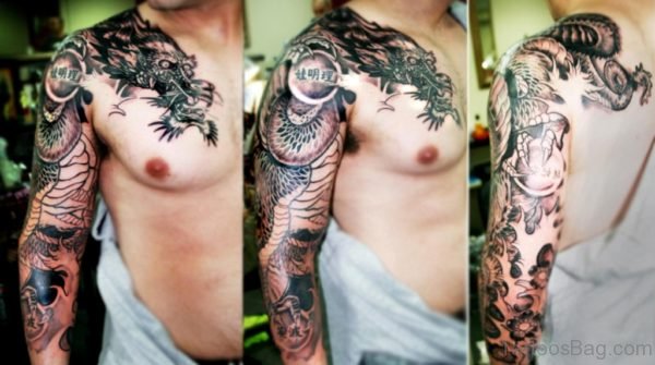 Classic Dragon Tattoo On Full Sleeve