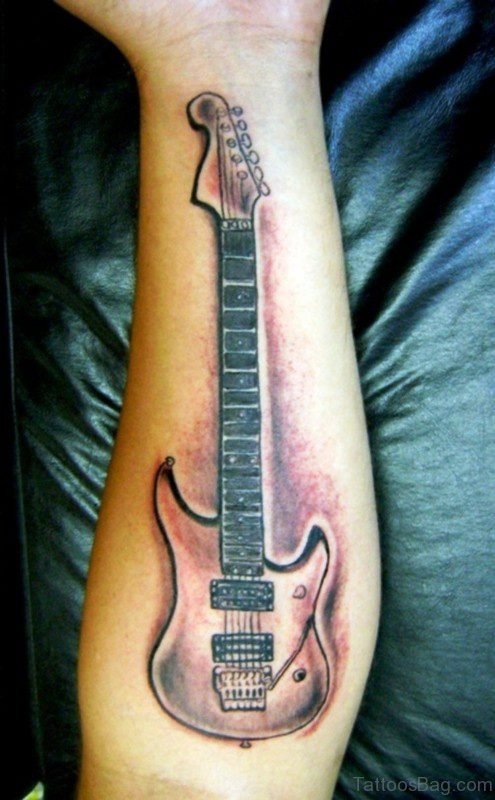 Classic Forearm Guitar Tattoo