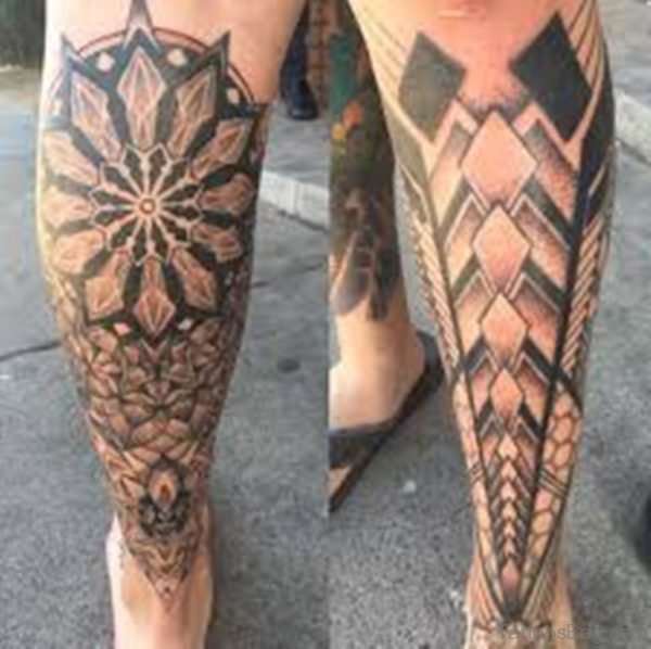 Classic Geometric Tattoo On Leg