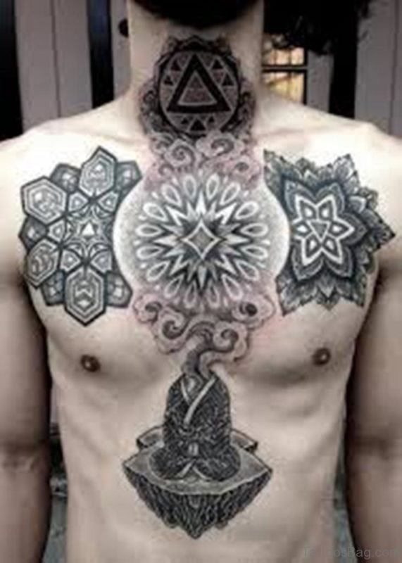 Classic Mandala Chest Tattoo