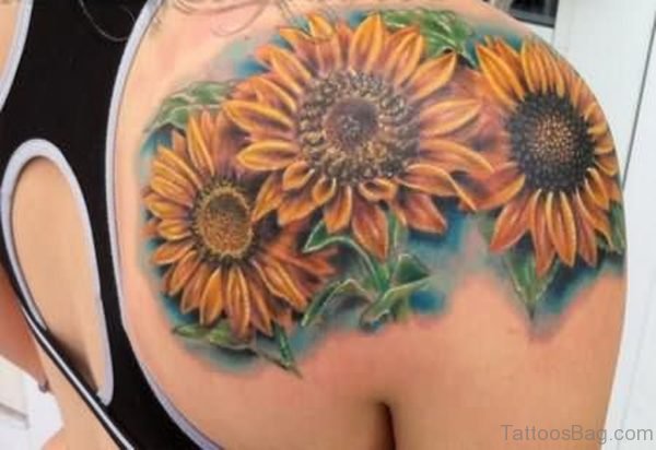 Classic Right Shoulder Sunflower Tattoo