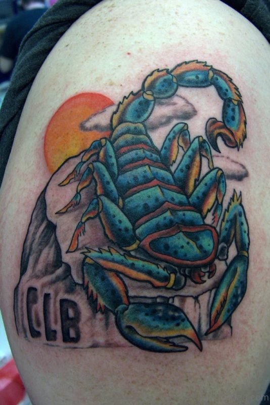 Classic Scorpion Tattoo Design On Shoulder