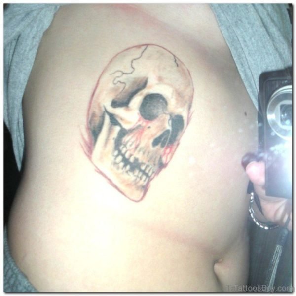 Classy Skull Tattoo On Rib