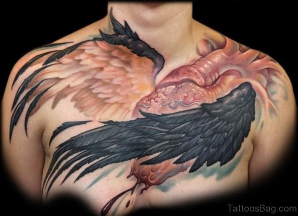 Classy Wings Tattoo On Chest