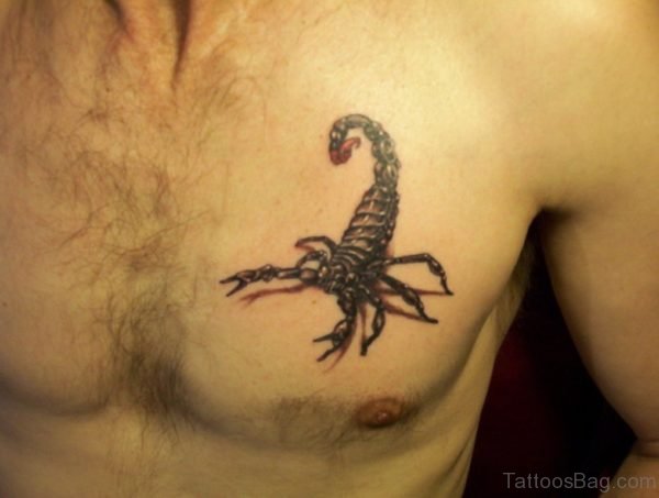 Clean Scorpion Tattoo On Chest