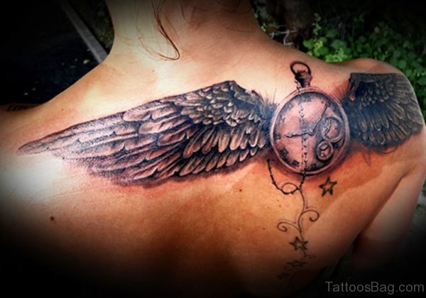 Clock With Wings Tattoo