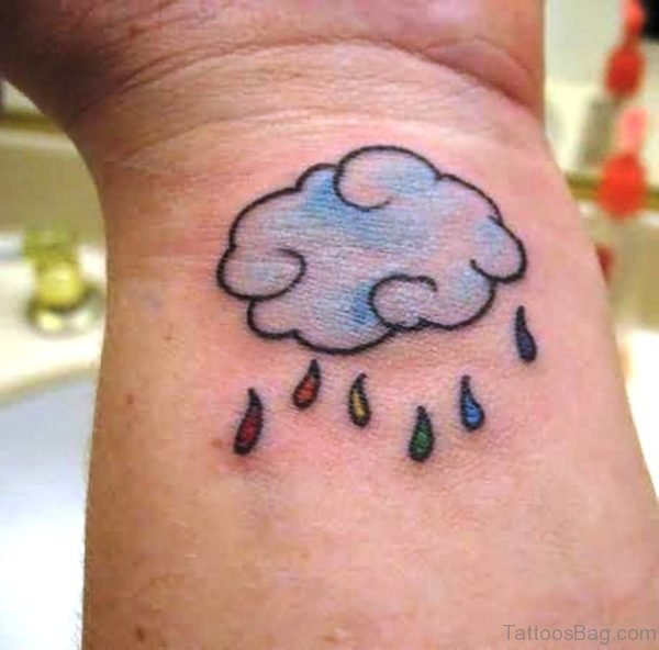 Cloud Raining Tattoo On Wrist 