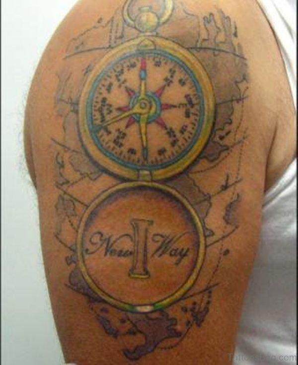 Colored Compass Tattoo 1