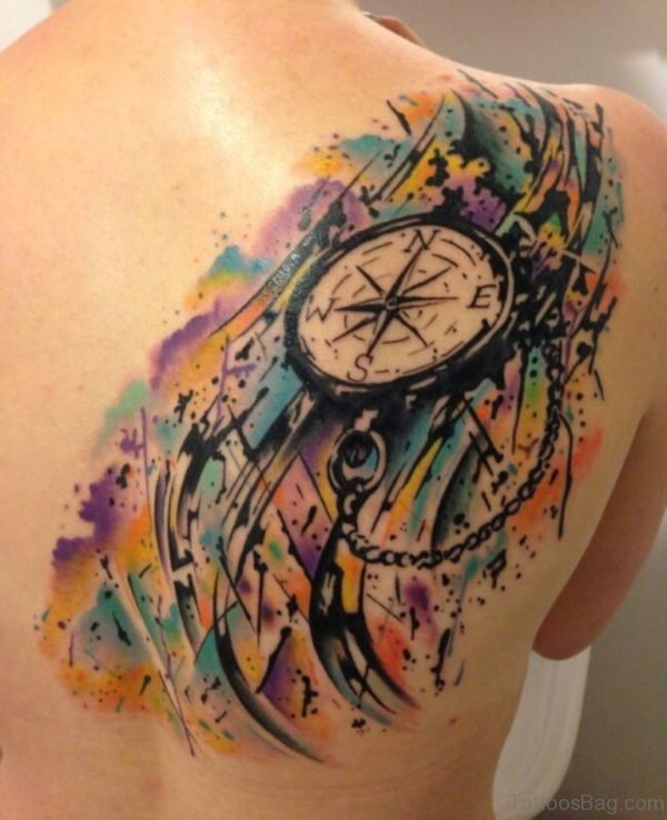 Colored Compass Tattoo 
