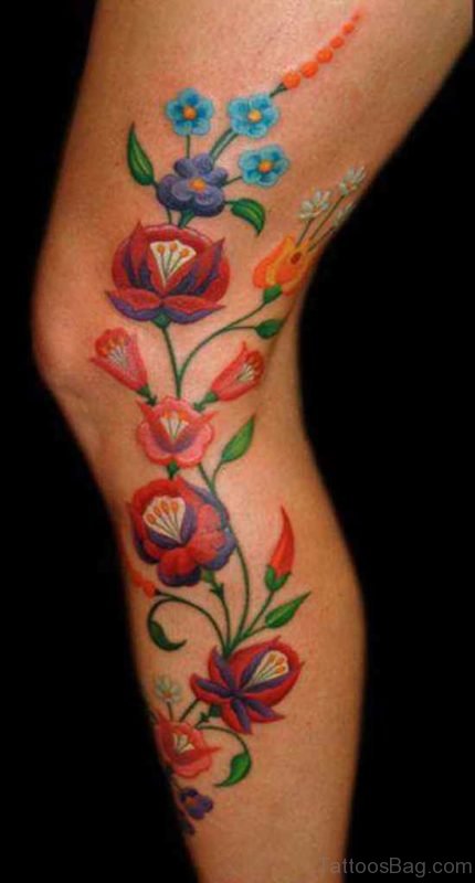 Colored Flowers Tattoo