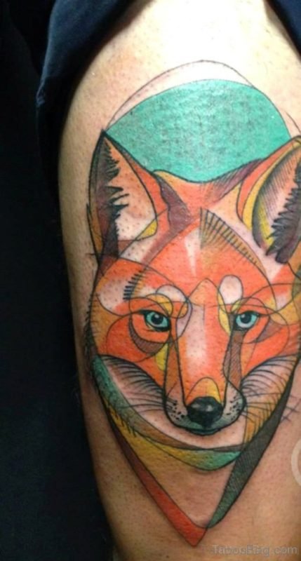Colored Fox Tattoo Design On Shoulder