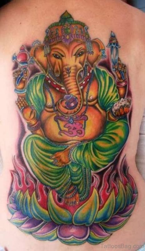 Colored Ganesha Tattoo 