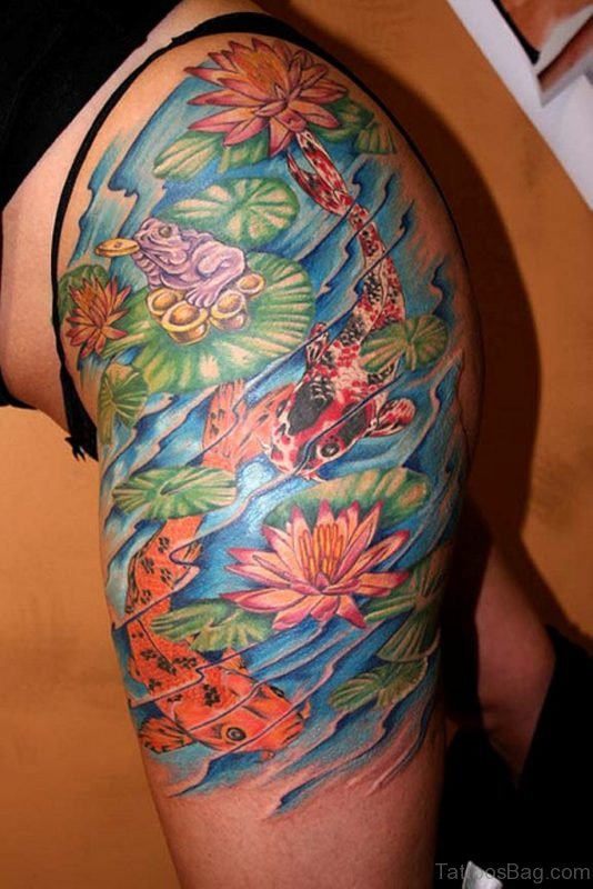 Colored Koi Fish Tattoo 