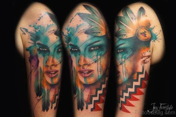 Colored Lady Tattoo