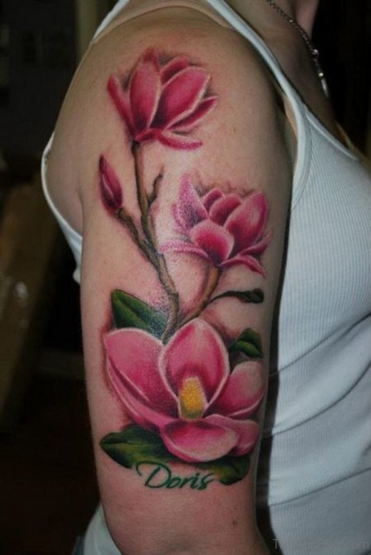 Colored Magnolia Tattoo 