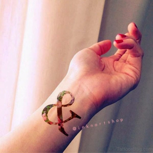 Colorful Ampersand Wrist Tattoo 