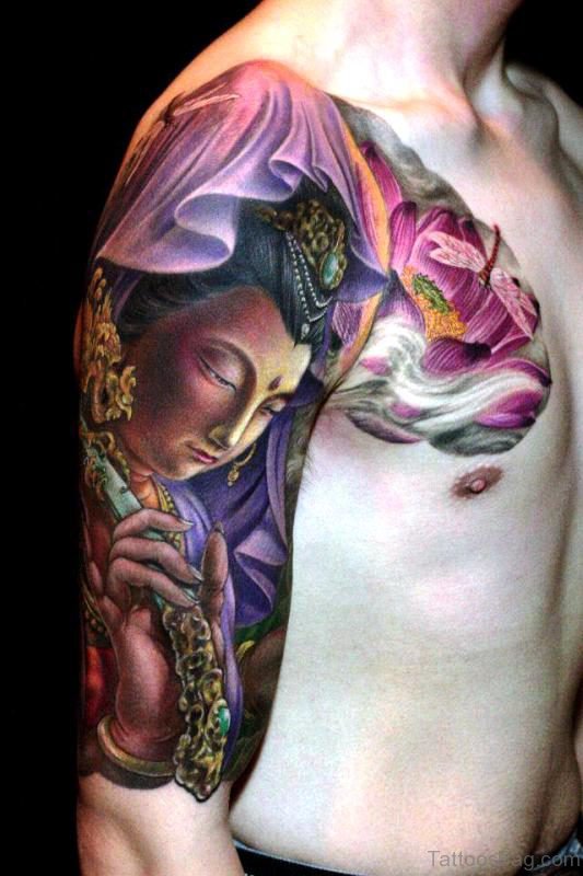 Colorful Buddha Tattoo Design 1