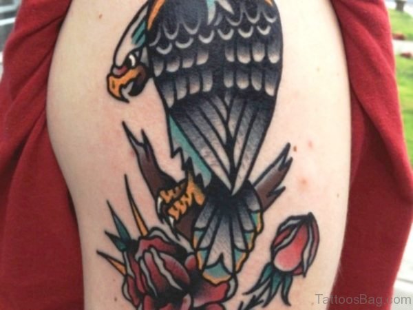 Colorful Eagle Shoulder Tattoo Design