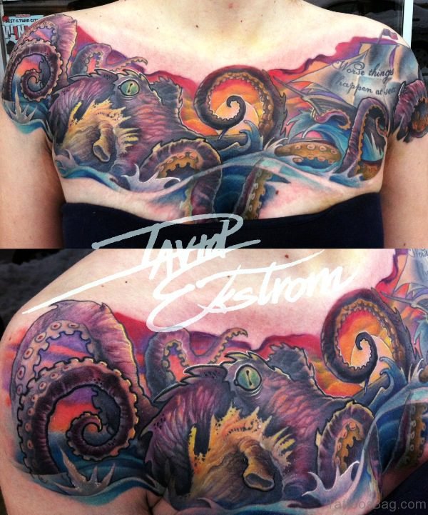Colorful Kraken Tattoo 