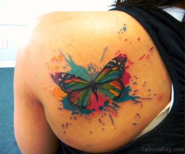 Colorful Modern Butterfly Tattoo Design
