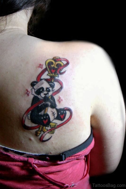 Colorful Panda Shoulder Tattoo Design