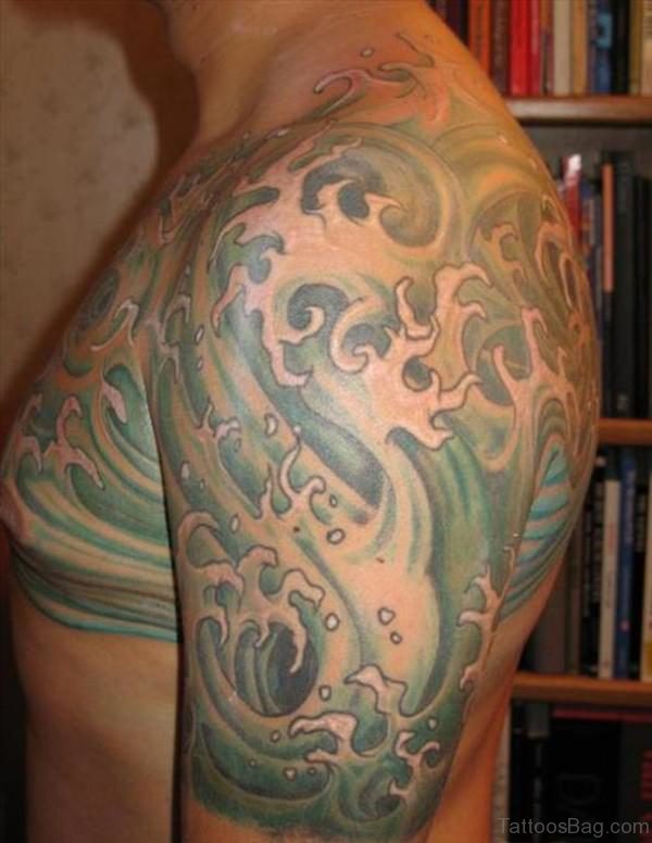 Colorful Tattoo On Left Shoulder