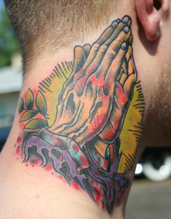 Colroed Praying Hands Tattoo
