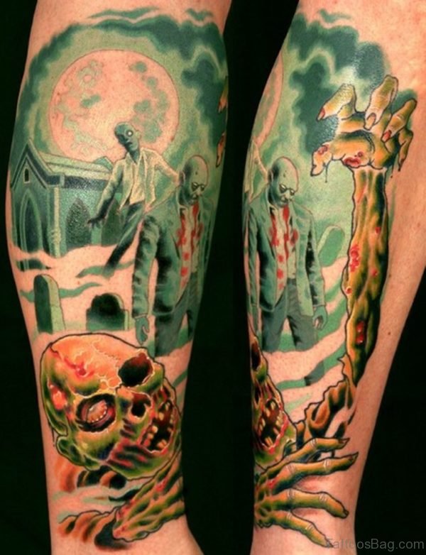 51 Horror Zombie Tattoos For Leg