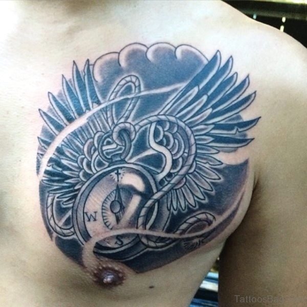 Compass Chest Wing Tattoo