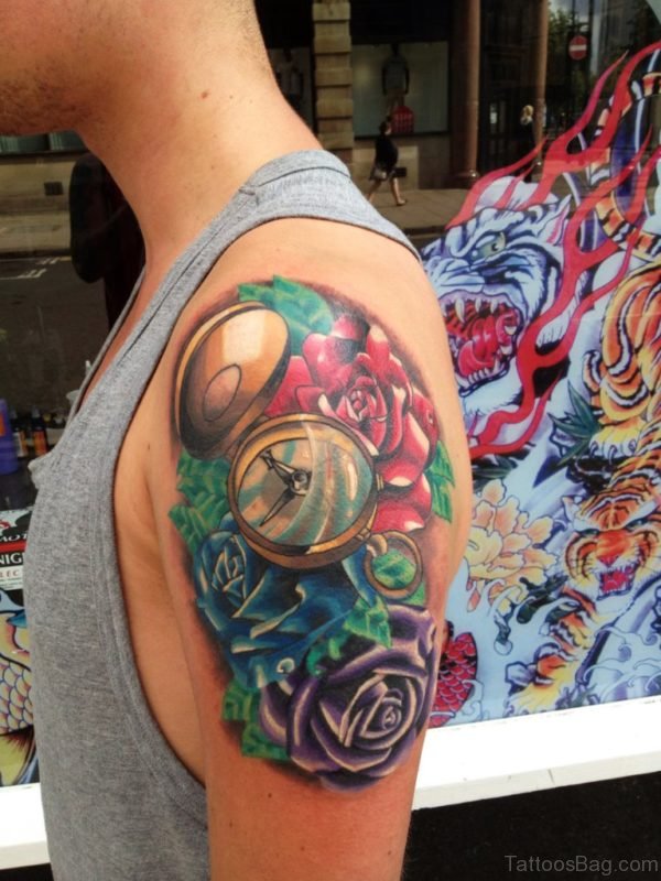 Compass Rose Tattoo On Shoulder