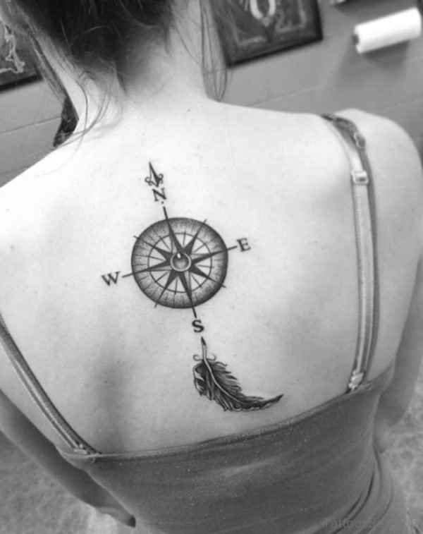 Compass Tattoo Design On Back