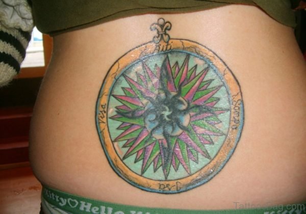 Compass Tattoo On Lower Back Image