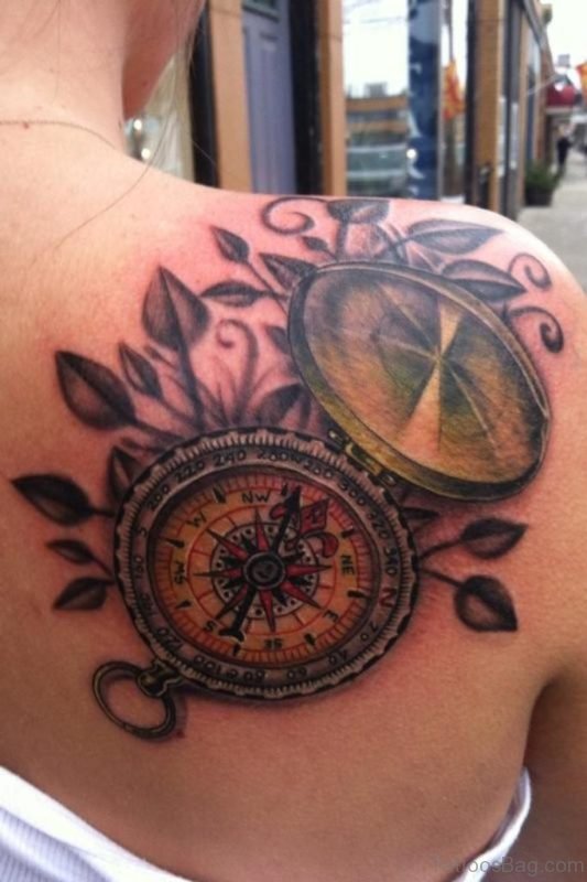 Compass Tattoo On Shoulder For Girls