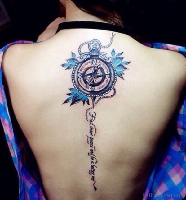Compass Tattoo on Back For Girls