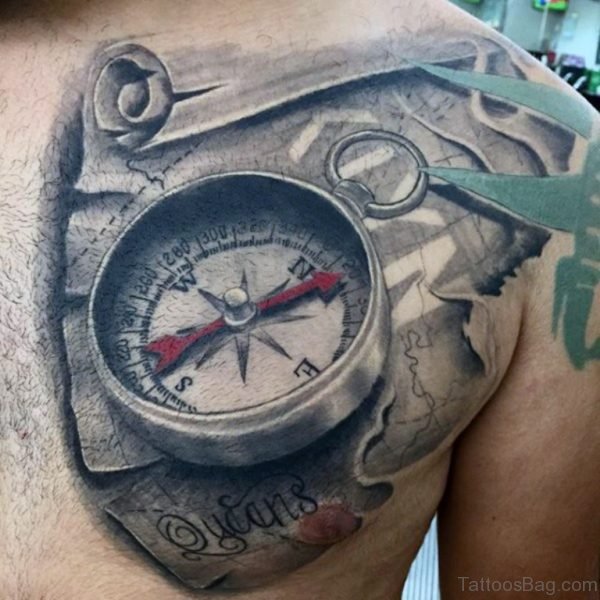 Compass With Map Tattoo
