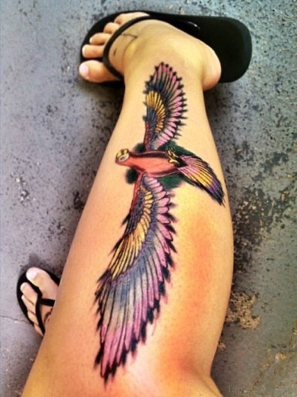 Cool Bird Leg Tattoo Design